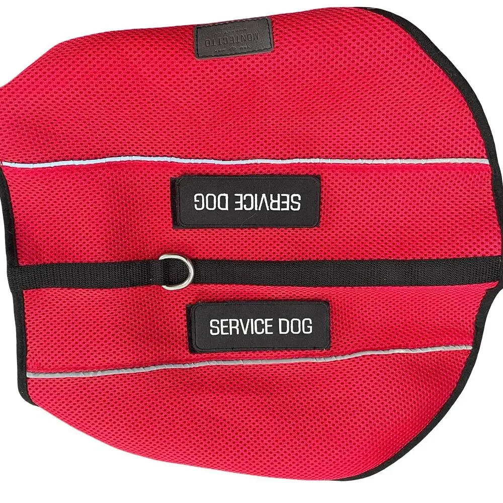 Montecito Service Dog Jacket Vest Size Large Red High Visibility Adjustable VTG